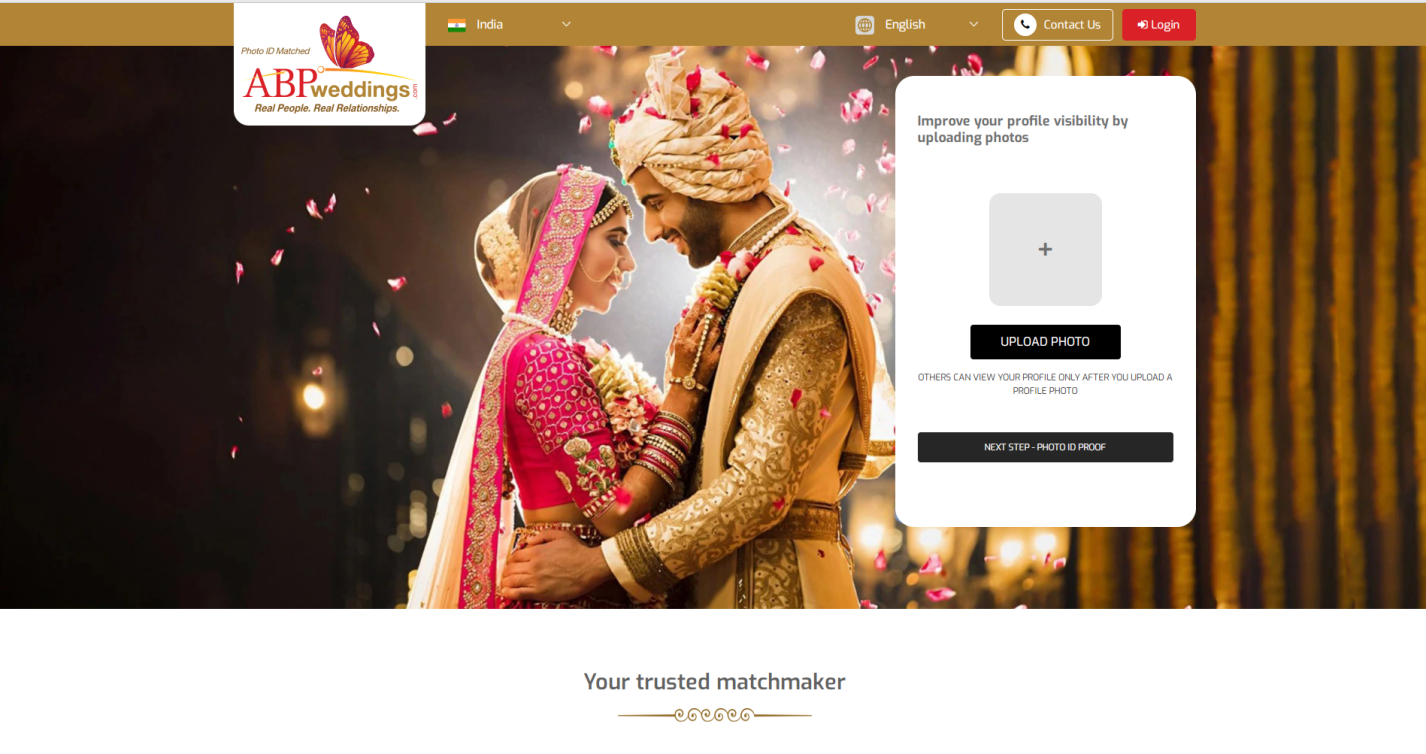 Photo Upload Section to Create Matrimony Profile - ABP Weddings